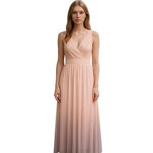 BCBGeneration Peach Pink Pleated Chiffon Maxi Formal Gown sz 2 | Empire Waist